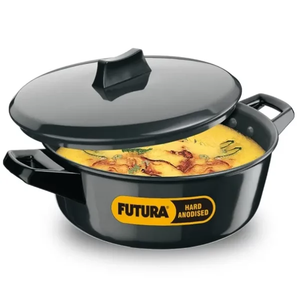 Hawkins Futura 3 Litre Cook n Serve Bowl, Hard Anodised Saucepan with Hard Anodised Lid available on Herbkart