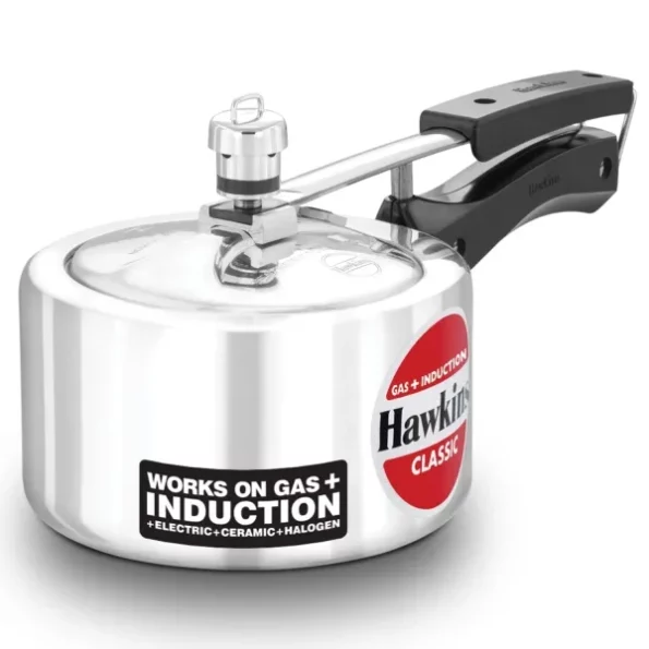 Hawkins 1.5 Litre Classic Aluminium Pressure Cooker, Induction Inner Lid Cooker, Silver available on Herbkart