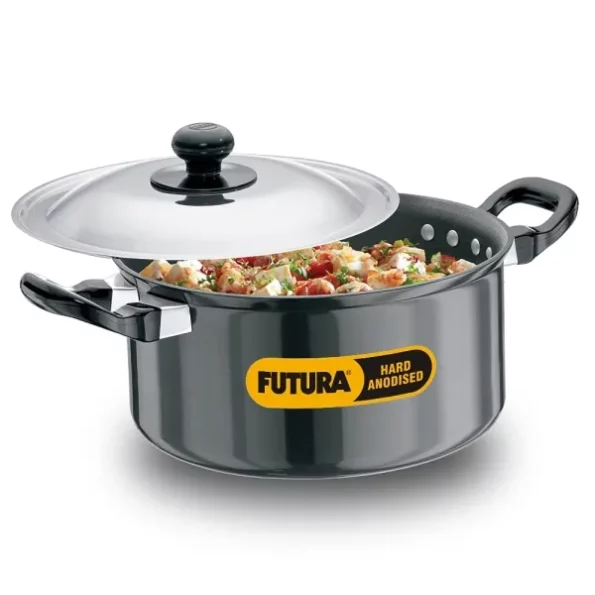 Hawkins Futura 2.25 Litre Cook n Serve Stewpot, Hard Anodised Sauce Pan with Stainless Steel Lid available on Herbkart