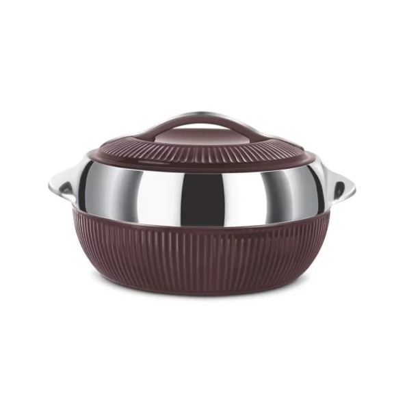 MILTON Fiesta 2500 Insulated Inner Stainless Steel Casserole, 2240 ml, Brown Silver available on Herbkart