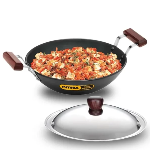 Hawkins Futura 2.5 Litre Deep Fry Pan, Hard Anodised Kadai with Stainless Steel Lid available on Herbkart