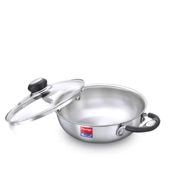 Prestige Tri Ply Splendor Kadai 220mm, 2.1 litres (Stainless Steel, Silver) available on Herbkart