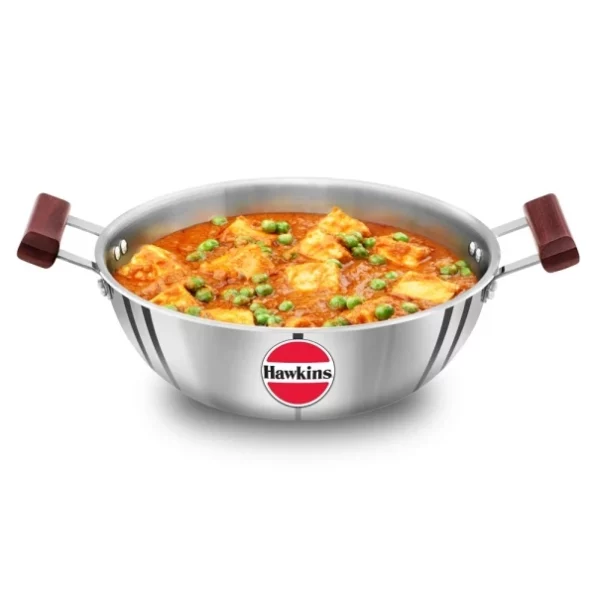 Hawkins 4 Litre Deep Kadhai, Triply Stainless Steel Kadai, Flat Bottom Induction Kadhai available on Herbkart