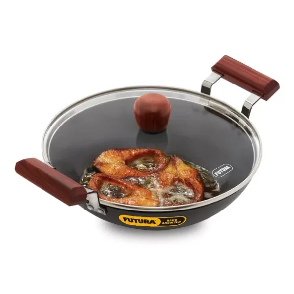 Hawkins Futura 2.5 Litre Fish Fry Kadhai, Hard Anodised Deep Fry Pan with Glass Lid available on Herbkart