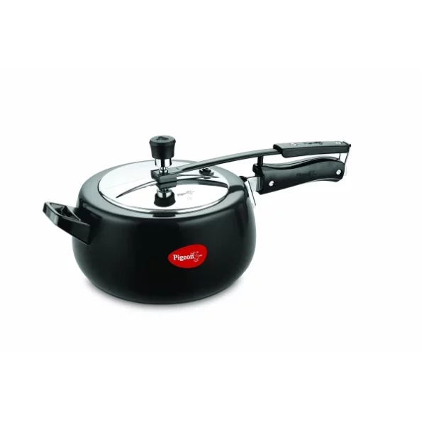 Pigeon Amelia 5 Ltrs Amelia Induction Base Aluminium Inner Lid Pressure Cooker, Black available on Herbkart