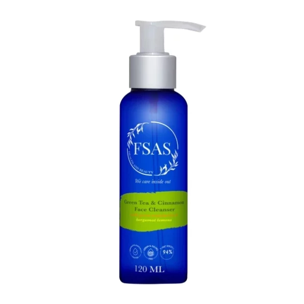 FSAS Health & Beauty 94% Plant-Derived Green Tea and Cinnamon Face Cleanser - 120 ML available on Herbkart