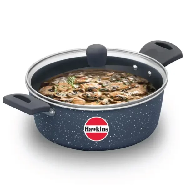 Hawkins Ceramic Nonstick Cook n Serve Bowl with Glass Lid, 3 Litre, Induction Pot available on Herbkart