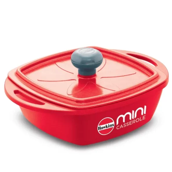 Hawkins Aluminium 0.75 liter Mini Casserole With Lid, Square Series Die-Cast Pan, Red available on Herbkart