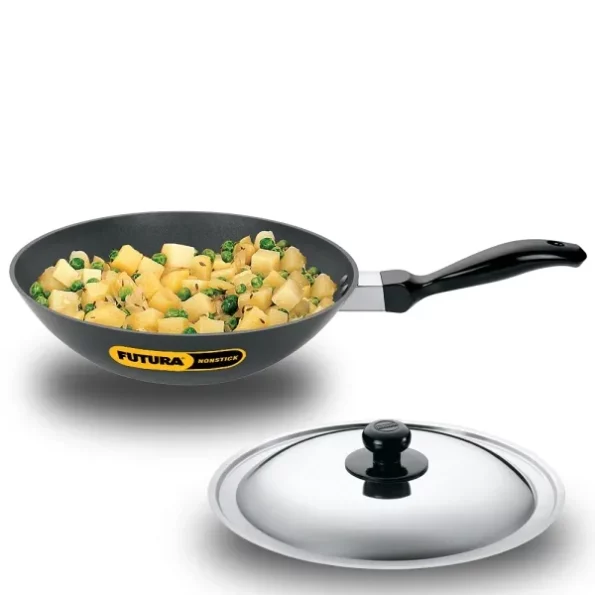 Hawkins Futura Nonstick Deep-Fry Pan (Stir-Fry Pan) 2 L, 26 cm, 3.25 mm with SS Lid available on Herbkart