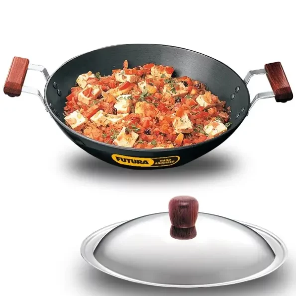 Hawkins Futura 2.5 Litre Deep Fry Pan, Hard Anodised Kadai with Stainless Steel Lid available on Herbkart