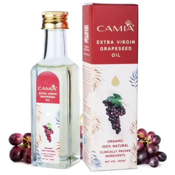 CAMIA Organic Extra Virgin Cold Pressed Grapeseed Oil 100 Ml available on Herbkart