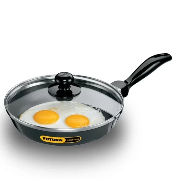 Hawkins Futura 22 cm Frying Pan, Non Stick Fry Pan with Glass Lid, Small Frying Pan, Black available on Herbkart