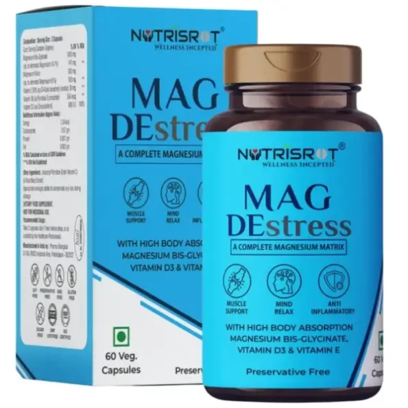 NUTRISROT MAG DE stress Magnesium Supplement (60 veg caps) available on Herbkart