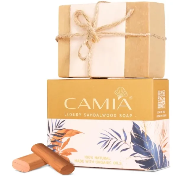 CAMIA - 100% Organic & Luxury Handmade Sandalwood Soap For Bath, 125gm available on Herbkart