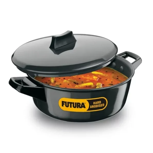 Hawkins Futura 3 Litre Cook n Serve Bowl, Hard Anodised Saucepan with Hard Anodised Lid available on Herbkart