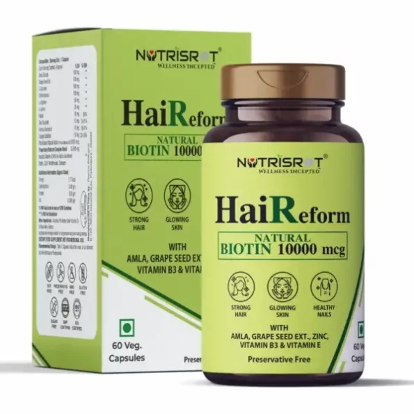 NUTRISROT HaiReform Hair Growth & Hair Fall Control Supplement with 16 Vital Hair Vitamins & Minerals Blend 60 Veg capsules available on Herbkart