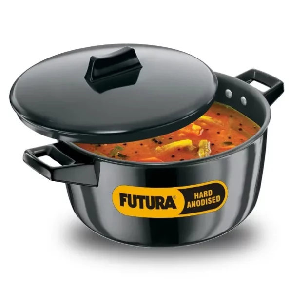 Hawkins Futura 4 Litre Cook n Serve Bowl, Hard Anodised Saucepan with Hard Anodised Lid available on Herbkart