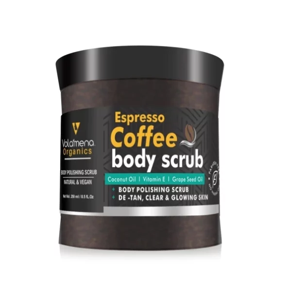 Volamena Arabica Espresso Coffee Body Scrub with Coconut and Argan oil, 250 ml available on Herbkart