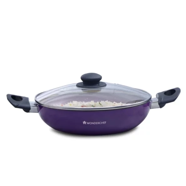 Wonderchef Valencia Non-Stick Kadhai with Glass Lid, 2 litres Capacity available on Herbkart