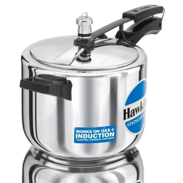 Hawkins 5 Litre Pressure Cooker, Stainless Steel Inner Lid Cooker, Induction Cooker, Silver available on Herbkart