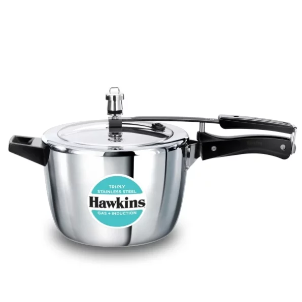 Hawkins 4.5 Litre Triply Stainless Steel Pressure Cooker, Inner Lid Cooker, Silver available on Herbkart