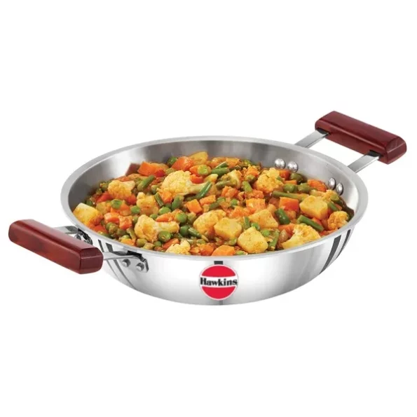 Hawkins 2.5 Litre Deep Fry Pan, Triply Stainless Steel Kadai, Flat Bottom Induction Kadhai available on Herbkart