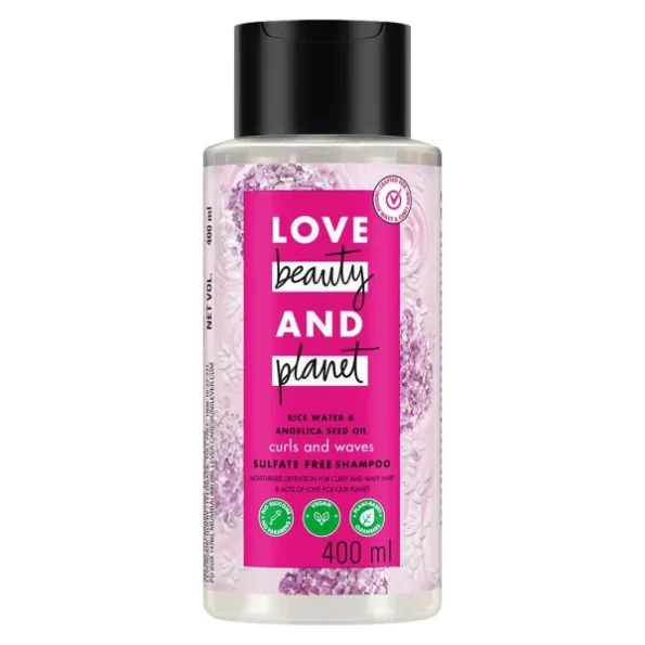 Love Beauty And Planet Rice Water & Angelica Seed Oil Silicone-Free Curl & Waves Shampoo, 400ml available on Herbkart