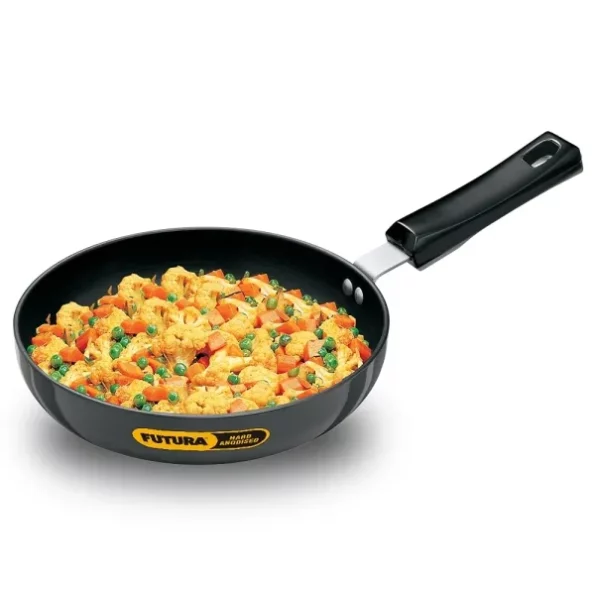 Hawkins Futura 22 cm Frying Pan, Hard Anodised Fry Pan, Black available on Herbkart