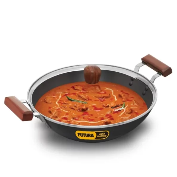 Hawkins Futura 3.75 Litre Deep-Fry Pan, Hard Anodised Kadhai with Glass Lid available on Herbkart