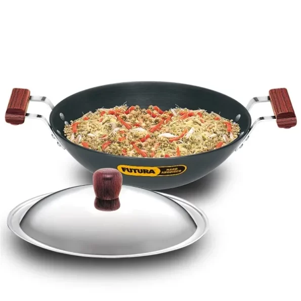 Hawkins Futura 3.75 Litre Deep Fry Pan, Hard Anodised Kadai with Stainless Steel Lid available on Herbkart