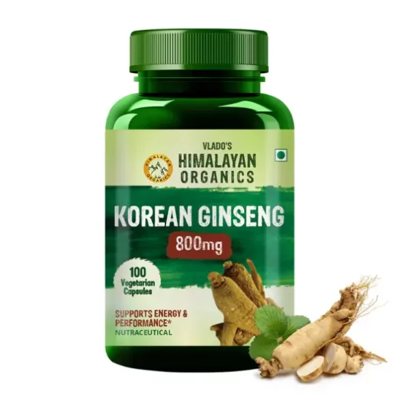 Vlado's Himalayan Organics Korean Red Ginseng 1000Mg/Serve 100 Veg Capsules available on Herbkart