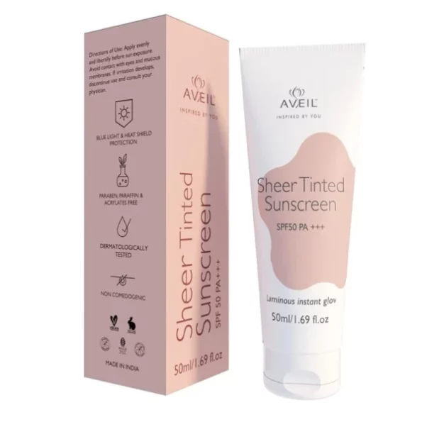 AVEIL Sheer Tinted Sunscreen SPF 50 PA +++, 50 ml available on Herbkart