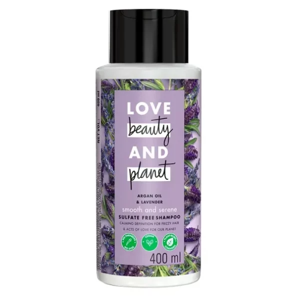 Love Beauty & Planet Argan Oil and Lavender Sulfate Free Smooth and Serene Shampoo 400ml available on Herbkart