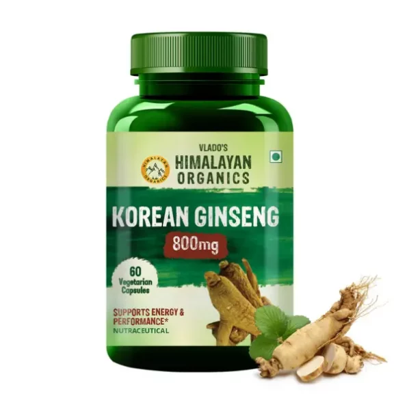 Vlado's Himalayan Organics Korean Red Ginseng 1000mg/Serve 60 Veg Capsules available on Herbkart