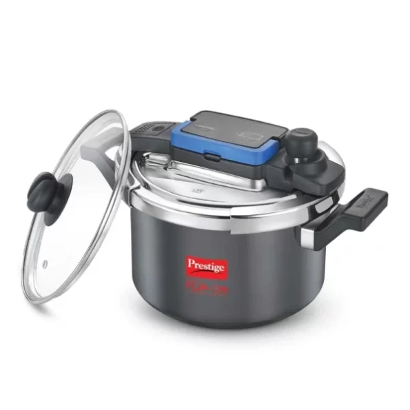 Prestige Svachh Flip-on Hard Anodised Spillage Control Outer Lid Pressure Cooker with Glass Lid, 5 Litre (Black), Herbkart8t7512e7EZ0rPL.webp, Herbkart8t7512e7EZ0rPL