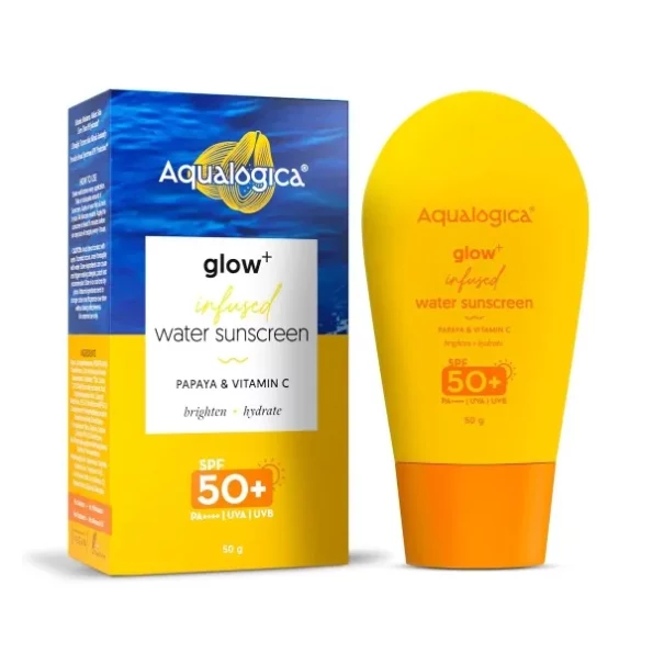 Aqualogica Glow+ nfused Water All Skin Type Sunscreen Spf 50+ Pa++++ With Papaya & Vitamin C - 50G, Herbkart8t761RL5oJRL9L.webp, Herbkart8t761RL5oJRL9L