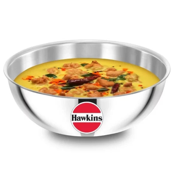 Hawkins 4 Litre Metro Kadhai, Triply Stainless Steel Induction Tasla, Silver available on Herbkart