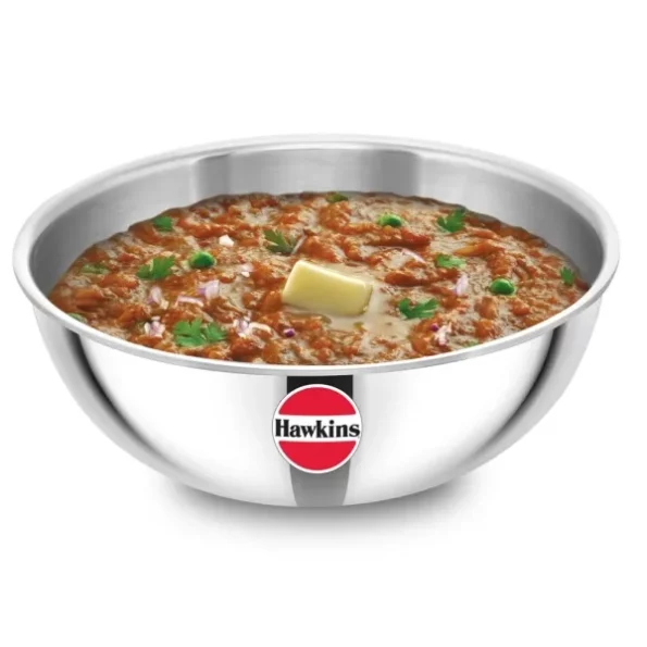 Hawkins 3 Litre Metro Kadhai, Triply Stainless Steel Induction Tasla, Silver available on Herbkart