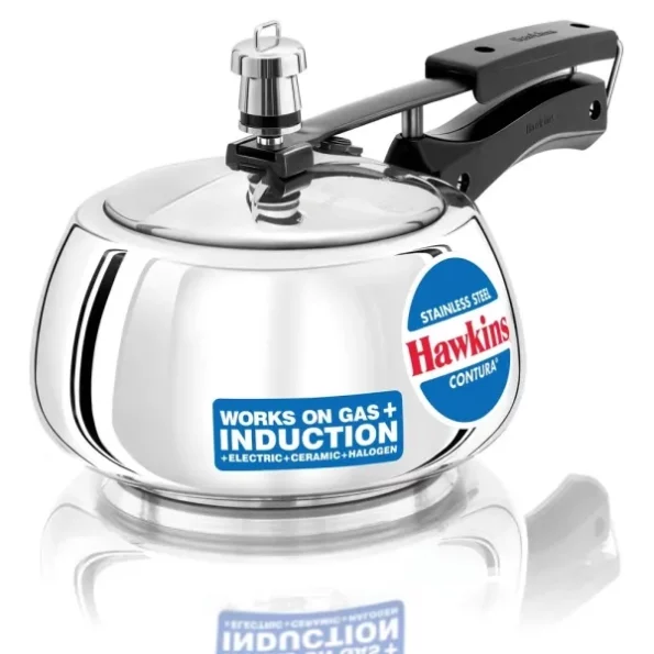 Hawkins 2 Litre Contura Pressure Cooker, Stainless Steel Inner Lid Cooker, Silver available on Herbkart