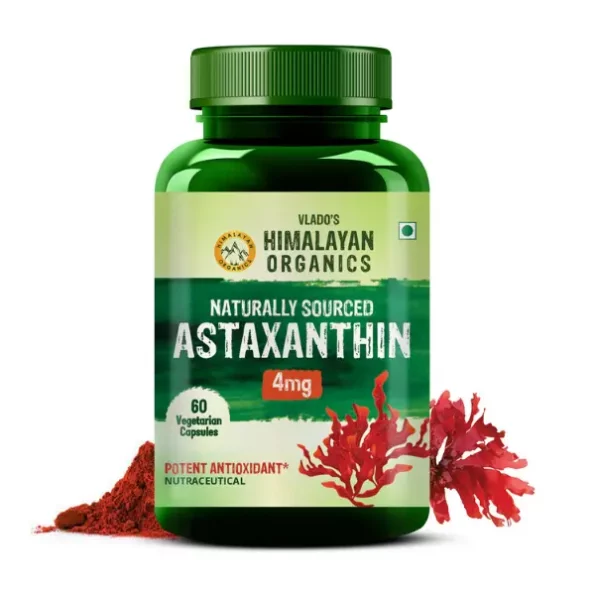 Vlado's Himalayan Organics Naturally Sourced Astaxanthin 4Mg, Antioxidant For Skin, Eye & Energy, 60 Veg Capsules available on Herbkart