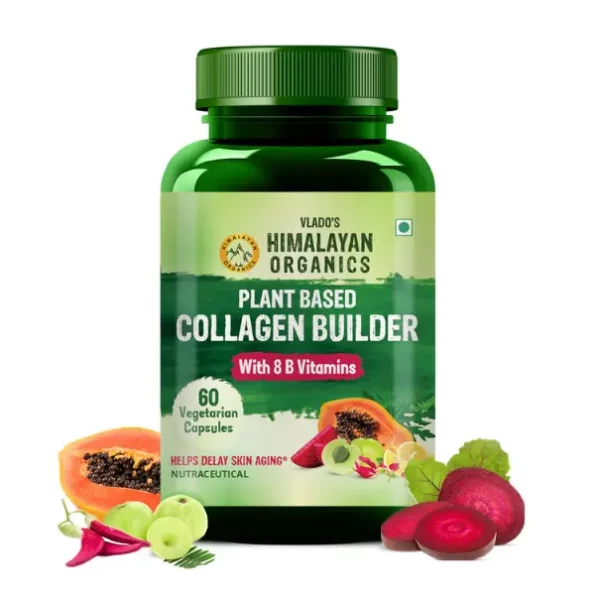 Vlado's Himalayan Organics Plant Based Collagen Builder for Hair and Skin with Biotin and Vitamin C - 60 Veg Capsules, HO_Collagen_60Caps-1.webp, HO Collagen 60Caps 1