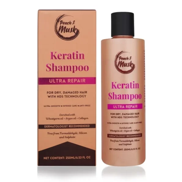 Peach and Musk Keratin Shampoo 250 ml available on Herbkart