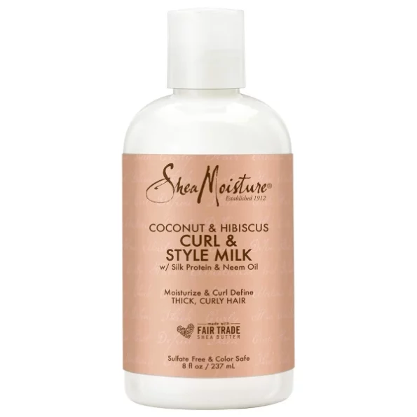 SheaMoisture Curl and Style Milk for Thick, Curly Hair Coconut and Hibiscus for Curl Definition available on Herbkart