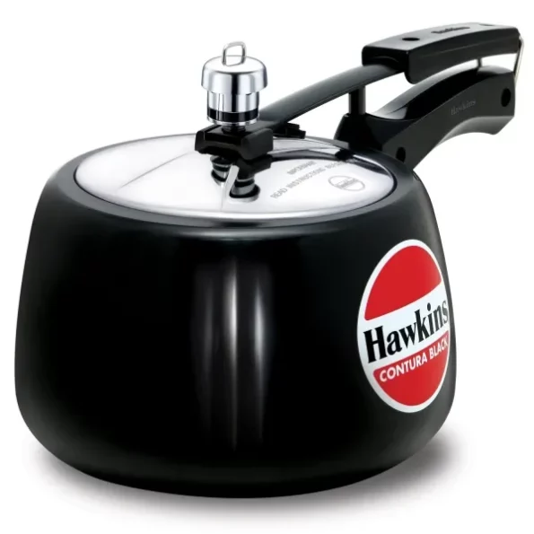 Hawkins 3 Litre Contura Black Pressure Cooker, Hard Anodised Inner Lid Cooker, Black available on Herbkart