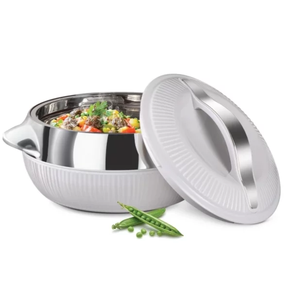 MILTON Fiesta 1500 Insulated Inner Stainless Steel Casserole, 1370 ml, White Silver, Herbkart8t771YRN-BgrEL.webp, Herbkart8t771YRN BgrEL