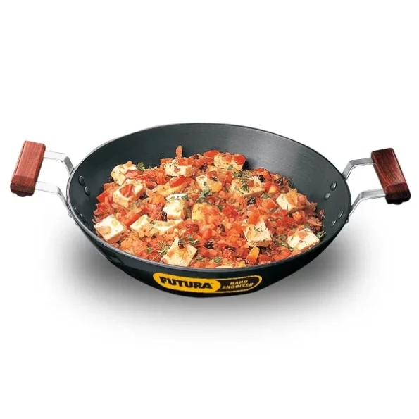 Hawkins Futura 2.5 Litre Deep Fry Pan, Hard Anodised Kadai, Flat Bottom Kadhai, Black available on Herbkart