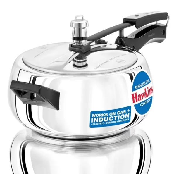 Hawkins 3.5 Litre Contura Pressure Cooker, Stainless Steel Inner Lid Cooker, Silver available on Herbkart