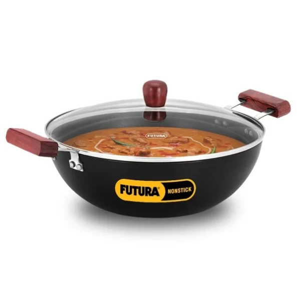 Hawkins Futura 5 Litre Deep Kadhai, Non Stick Kadai with Glass Lid, available on Herbkart