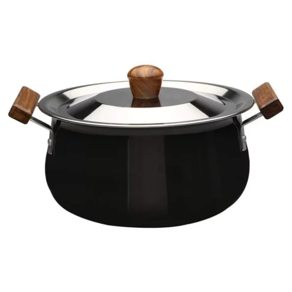 Wonderchef Ebony Hard Anodized Non-Stick Biryani Handi with Lid - 5L available on Herbkart