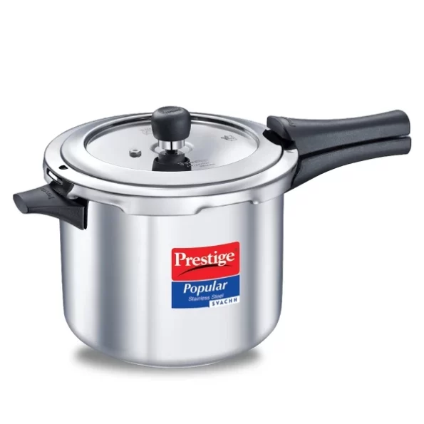 Prestige Popular Svachh Spillage Control Stainless Steel Outer Lid Pressure Cooker, 5 L (Silver) available on Herbkart